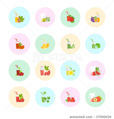 Set Vector Flat Icons of Juice - Stock Illustration [37000026] - PIXTA