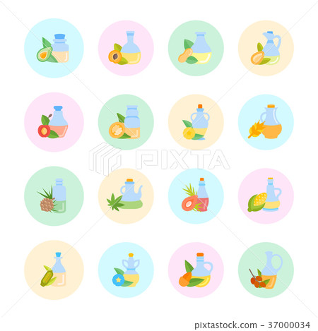 Set Vector Flat Icons of Oils Set Vector Flat Icons of Oils 37000034