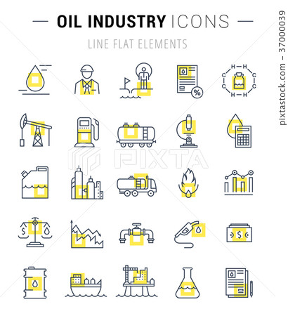 Set Vector Flat Line Icons Oil Industry - Stock Illustration [37000039 ...