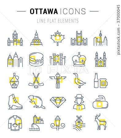Set Vector Flat Line Icons Ottawa 37000045