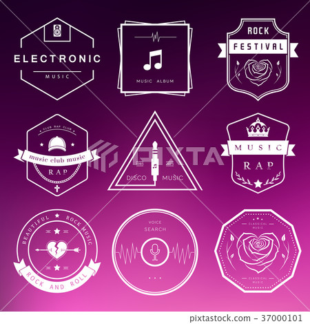 Vector Badges Rock, Rap, Classical and Disco Music 37000101
