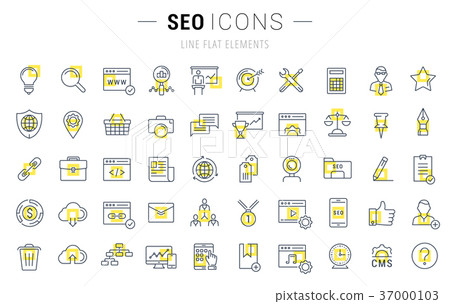 Set Vector Flat Line Icons SEO Set Vector Flat Line Icons SEO 37000103