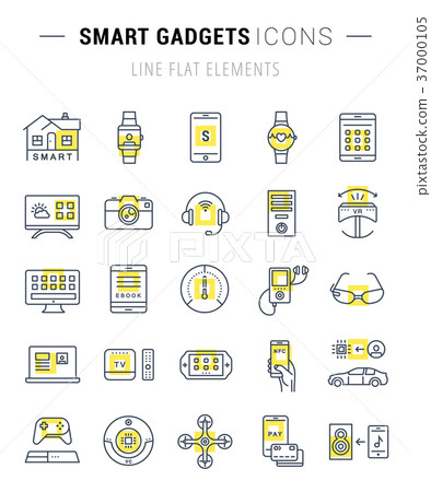 Set Vector Flat Line Icons Smart Device Set Vector Flat Line Icons Smart Device 37000105