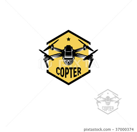 Isolated hexagon shape yellow color quadrocopter Isolated hexagon shape yellow color quadrocopter 37000374