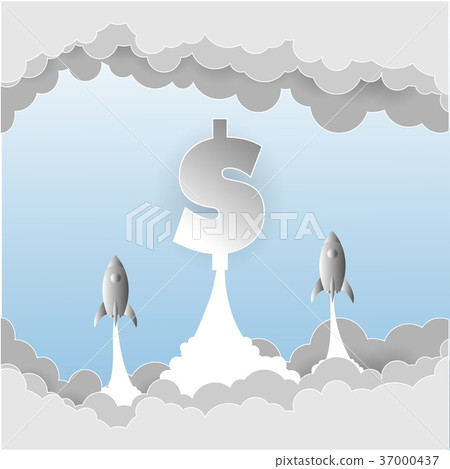 Vector of rocket launch with dollar sign. - Stock Illustration ...