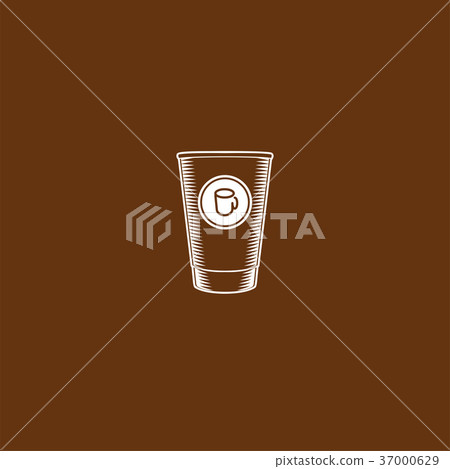 Isolated brown color cup in retro style logo 37000629