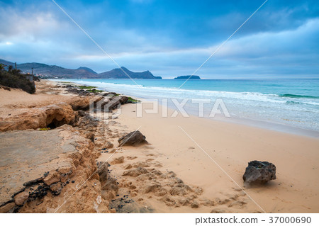 Rocks on the beach of Porto Santo island 37000690