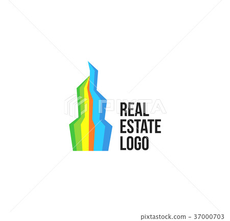 Isolated colorful real estate agency logo, house 37000703