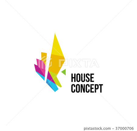 Isolated colorful real estate agency logo, house 37000706