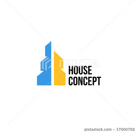 Isolated colorful real estate agency logo, house 37000708