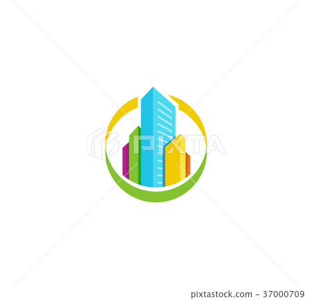 Isolated colorful real estate agency logo, house Isolated colorful real estate agency logo, house 37000709