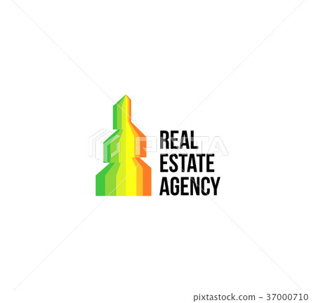 Isolated colorful real estate agency logo, house Isolated colorful real estate agency logo, house 37000710