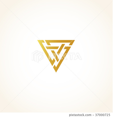Isolated abstract golden color triangles contour 37000725