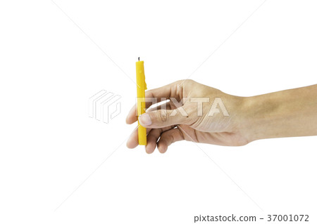 Hand holding candle isolated on white background Hand holding candle isolated on white background 37001072