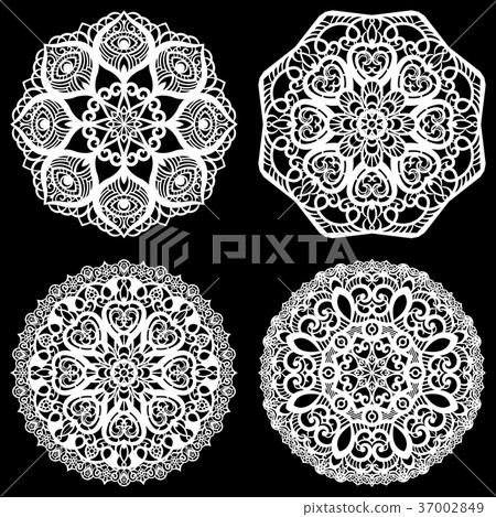 Set of design elements, lace round  doily 37002849