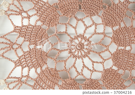 Beige brown crochet doily 37004216