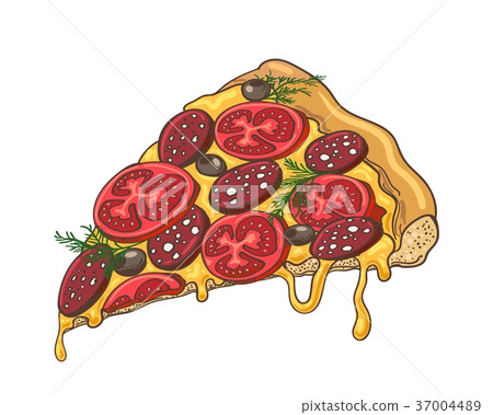 Pizza slice icon on white 37004489
