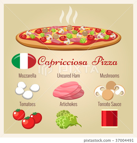 Pizza capricciosa with ingredients 37004491