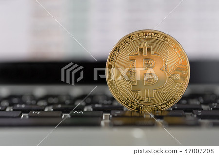coin bitcoin on the laptop keyboard. the concept coin bitcoin on the laptop keyboard. the concept 37007208