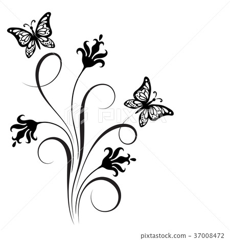 Decorative floral corner ornament with flowers 37008472