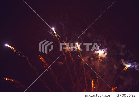 Fireworks display on dark sky 37009582