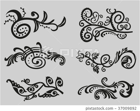 Vintage floral elements for design. Vintage floral elements for design. 37009892