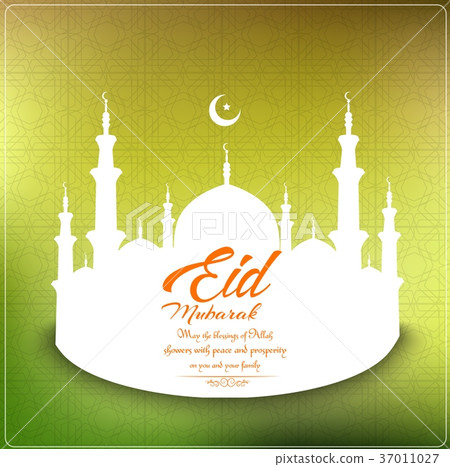 Eid mubarak background with paper mosque and cresc 37011027
