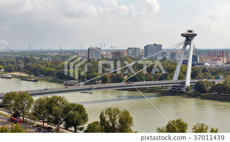 UFO Bridge or Novy Most in Bratislava, Slovakia. UFO Bridge or Novy Most in Bratislava, Slovakia. 37011439