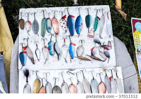 Ancient fishing lures. Handmade lures. Ancient fishing lures. Handmade lures. 37011512