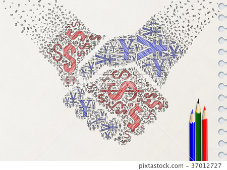 Image of foreign currency transaction drawn on a notebook Image of foreign currency transaction drawn on a notebook 37012727