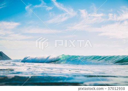Blue wave in ocean. Swell for surfing in sea 37012938