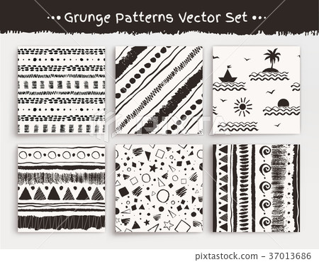 Seamless grunge patterns set - Stock Illustration [37013686] - PIXTA