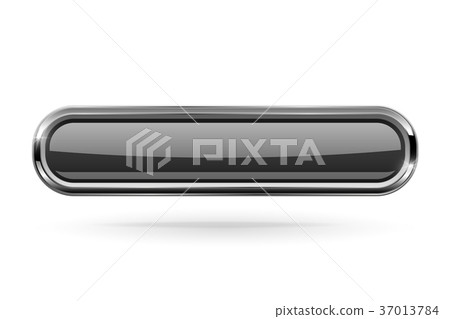 Long rectangle black button with bold chrome frame Long rectangle black button with bold chrome frame 37013784
