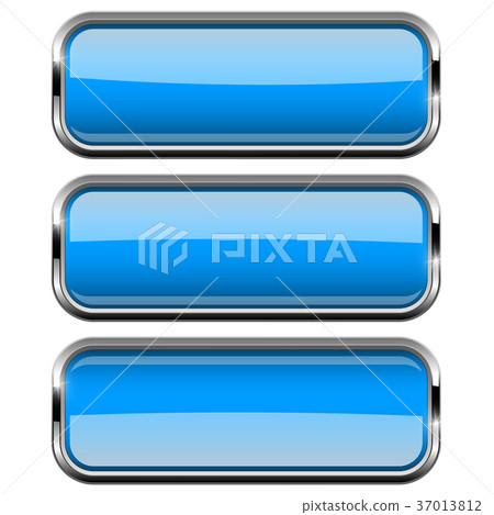 Blue rectangle buttons set with bold chrome frame - Stock Illustration ...