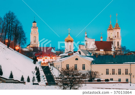 Vitebsk, Belarus. Evening Night View Of Landmarks Vitebsk, Belarus. Evening Night View Of Landmarks 37013864