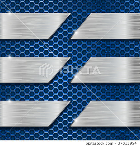 Blue metal perforated background 37013954
