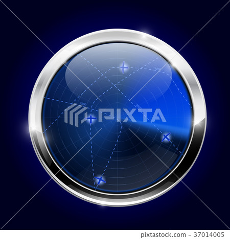 Blue radar on blue background 37014005