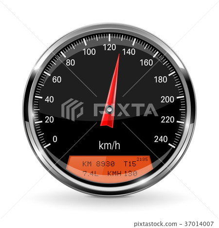 Speedometer. Round gage with metal frame Speedometer. Round gage with metal frame 37014007