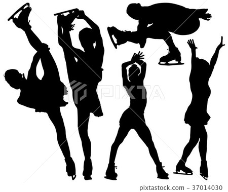 silhouettes of figure skaters silhouettes of figure skaters 37014030