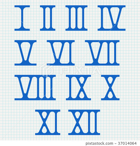 Roman numerals. Blue numbers on lined paper Roman numerals. Blue numbers on lined paper 37014064