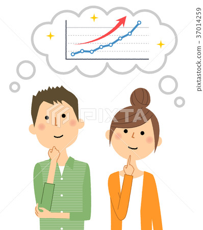 Young couple imagining a graph going up right 37014259