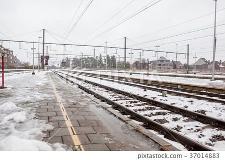 train station in the snow 37014883