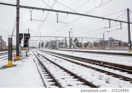 train station in the snow 37014884
