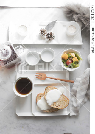 Bread and salad and coffee Bread and salad and coffee 37017575