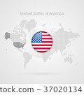 Vector World Map infographic symbol. USA flag icon 37020134