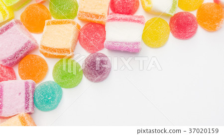 Colorful gummy candy on a white background. 37020159