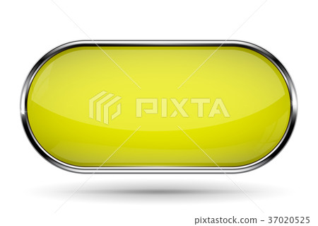 Yellow oval button with metal frame Yellow oval button with metal frame 37020525