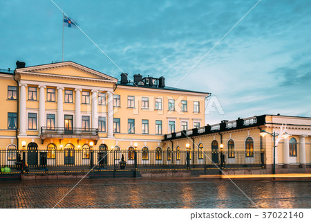 Helsinki, Finland. Presidential Palace In Evening 37022140