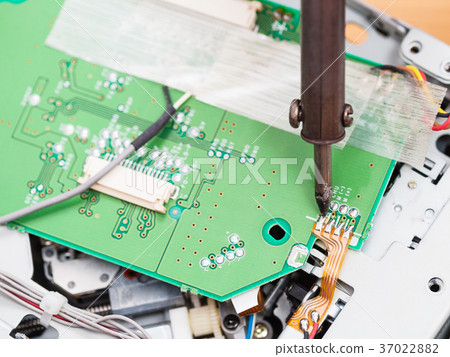electric circuit board repair with soldering iron electric circuit board repair with soldering iron 37022882