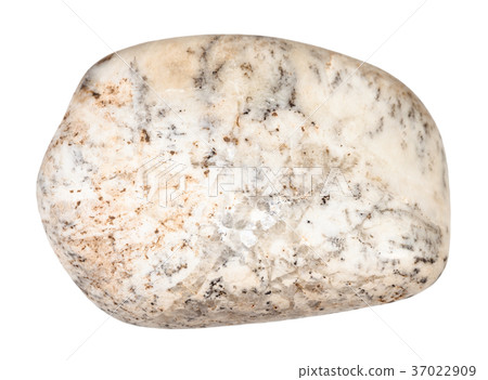pebble of Albite stone isolated on white 37022909